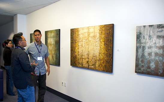 Artist Arnold Chao introduces his paintings at Yahoo HQ exhibition